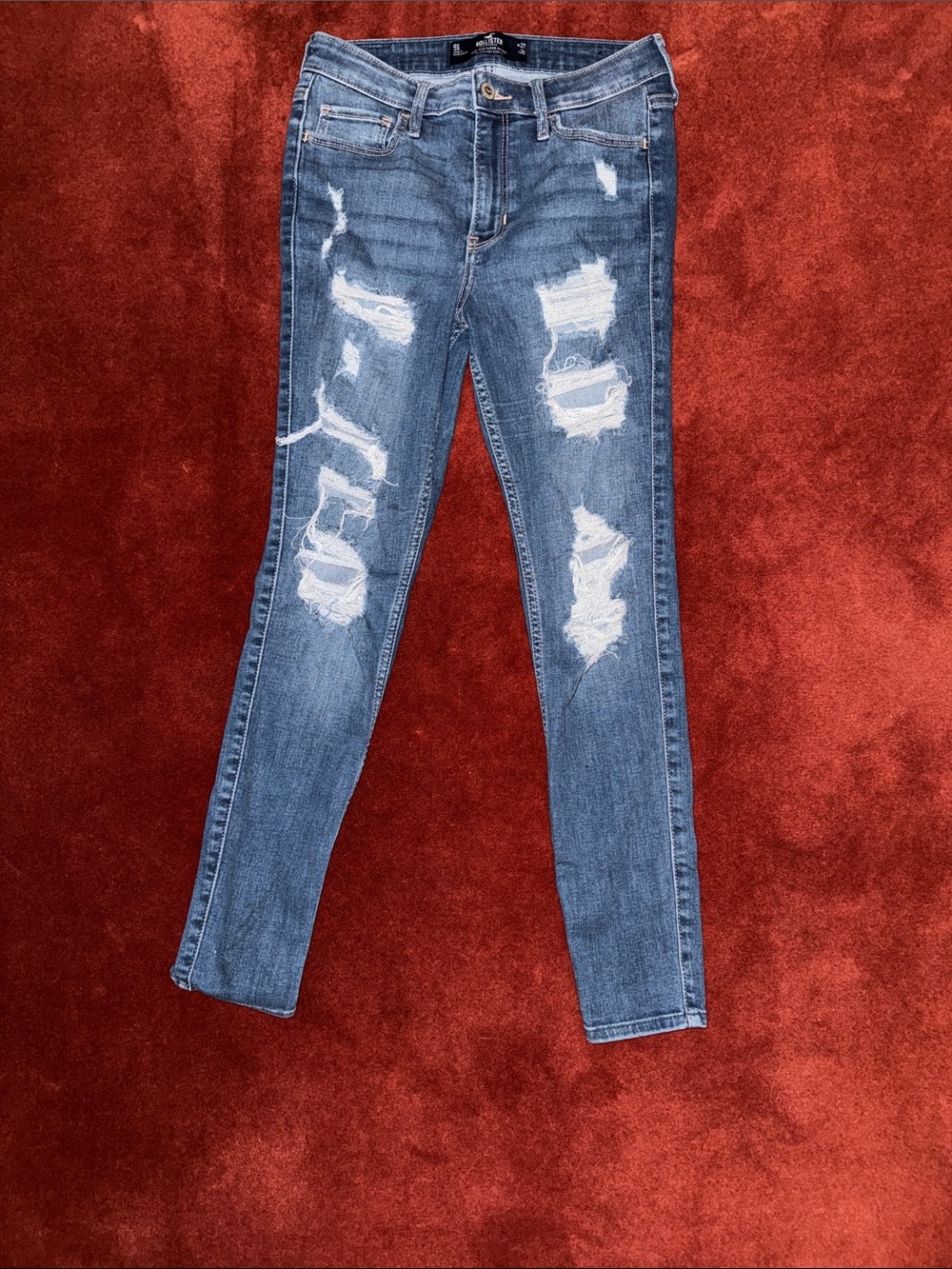 Hollister Medium Blue Ripped Skinny Jeans